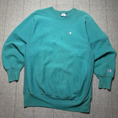 Vintage 1990s Champion Reverse Weave XXL Made In USA Green Stained