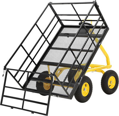 Heavy Duty 1500 Lbs Capacity Mesh Steel Garden Cart Folding Utility Wagon with R