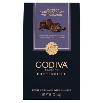Godiva Masterpiece Dark Chocolate, Individually Wrapped with Ganache Center