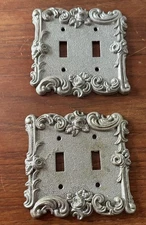 Vintage 1967 American Tack & Hardware 60TT Double Switch Plate Ornate Rose Metal