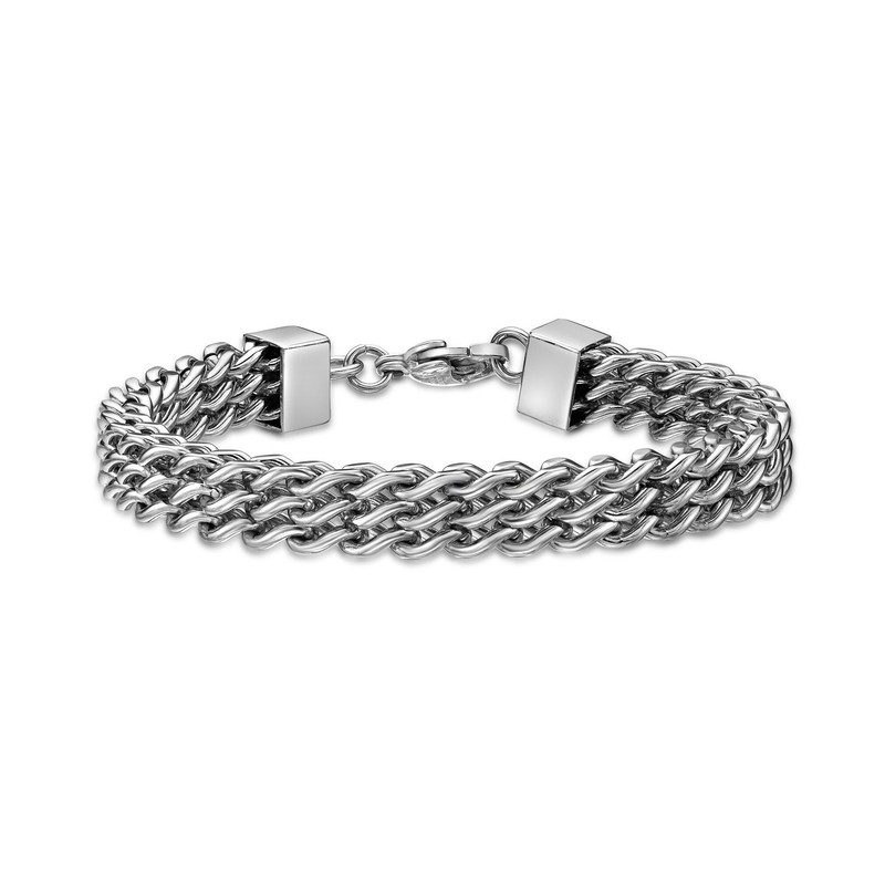 Stainless Steel Double Foxtail Chain Bracelet Jewelry Gift For Men 8 Inches Long