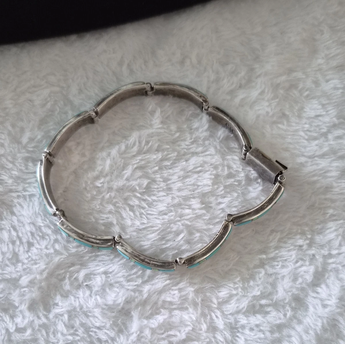 Echt Indianer 925 Türkis Inlay Gliederarmband Verschluss von CH Stamm