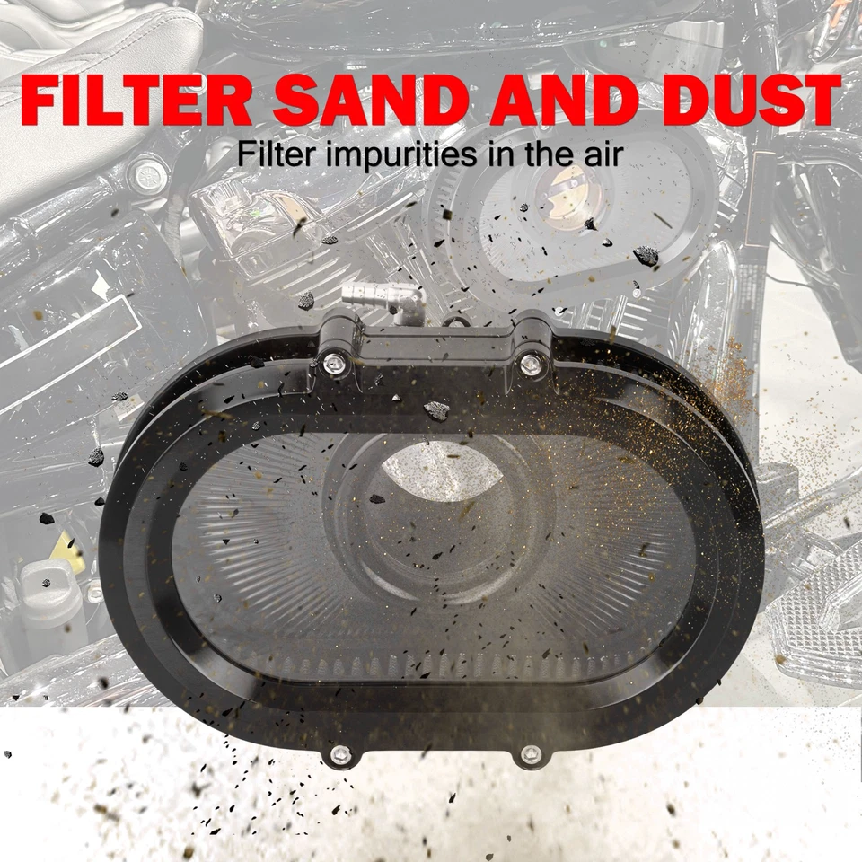 Filtro ovalado negro clarificador filtro para Harley Touring Road Glide FLTRX 24-25 Foto 3 de 4