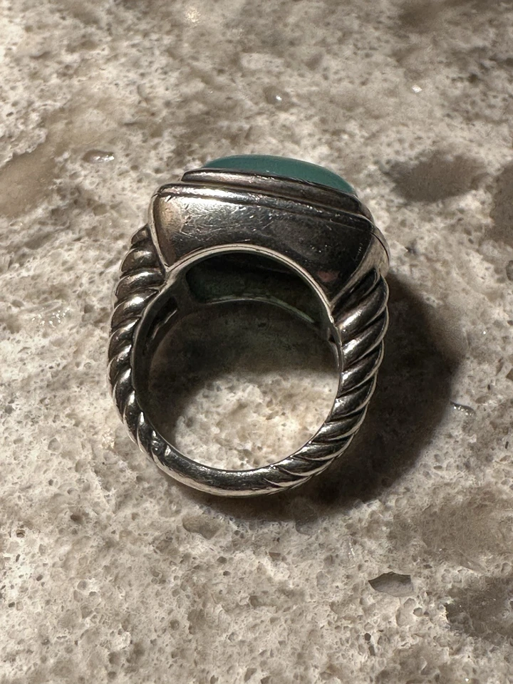 ANILLO CABLE DAVID YURMAN PLATA ALBIÓN GRANDE AQUA CALCEDONIA Talla 6.5 Foto 3 de 4