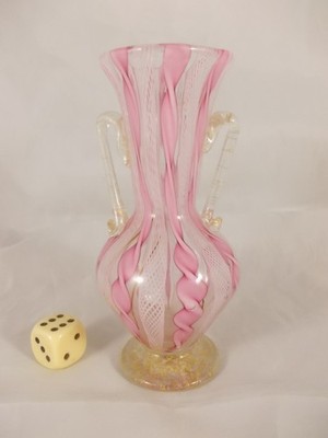 Kleine Zanfirico Murano Glasvase 50er Jahre Fratelli Toso Italian Art Glass