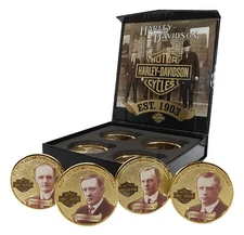 Harley-Davidson Founding Fathers Collector Coin Set - Gold Plated Coins