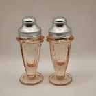 Vintage Jeanette Co Pink Depression Glass Cherry Blossom Pattern Salt & Pepper