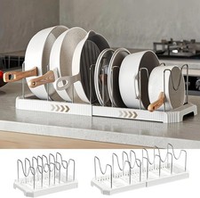 Expandable Pot and Pan Organizer Rack for Kitchen Cabinet or Under Sink,
