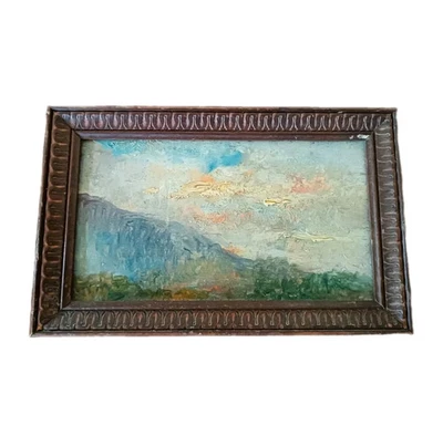 ancienne peinture à l'huile sur panneau impressionniste paysage école italienne - Photo 1/4