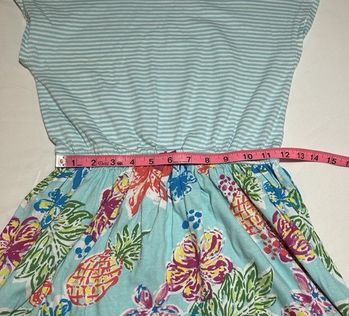 Gymboree Girls Large 10-12 Light Blue Striped & Floral Short Sleeve Cotton Dress - Picture 6 of 10