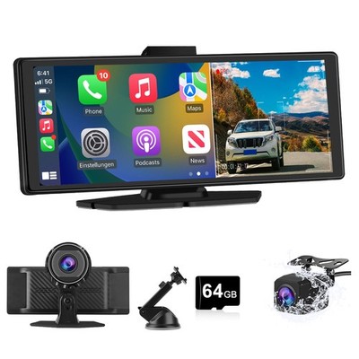 4K 10.26-Zoll Wireless Apple Carplay Android Auto Display Vorne Rückfahr Dashcam