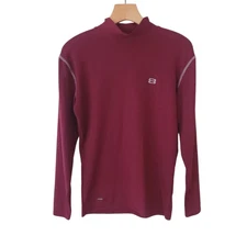 LAYER 8 Mock Neck Shirt Quick Dry Running Base Layer Burgundy Womens Medium 