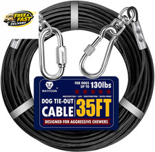 Dog Leads for Yard, 35Ft Tie Out Runner Steel Wire Cable, Heavy Duty Pet Tether