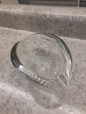 Vintage MCM Clear Thick Glass Ashtray Heavy 7"x5"x3" Unique Design Trinket Dish