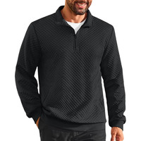 Herren Pullover Waffelstrick Stehkragen Langarm ReißVerschluss Schwarz XL