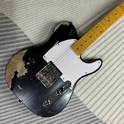 Relic Tele Electric Guitar Maple Neck Ash Body Black Color 6
