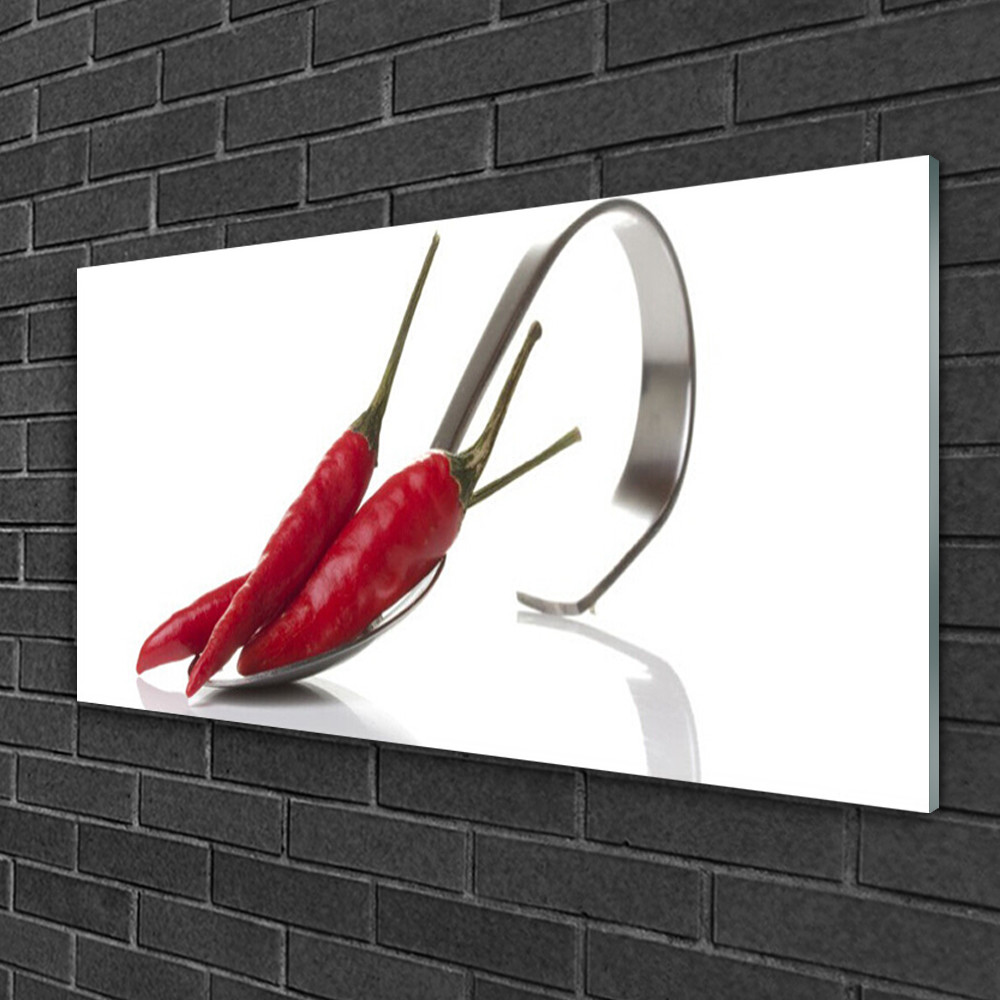 Image sur verre 100x50 cm Cuillère Chili pour décoration de cuisine moderne