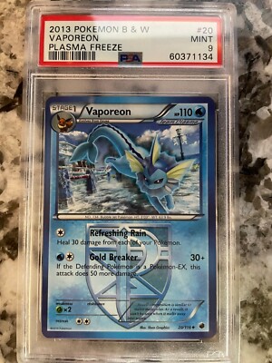 PSA 9 MINT Vaporeon 20/116 Plasma Freeze Pokemon Card | eBay