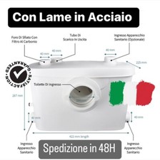 TRITURATORE MACERATORE WC SANITARIO LAVANDINO POMPA 2 LAME uscita a sinistra
