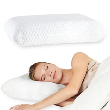 Memory Foam Neck Pillow with Pillowcase, Cooling Body Pillow for Side Sleeper