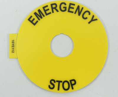 Allen-Bradley 16YE112 | Identification Plate EMERGENCY / STOP | Round 90mm