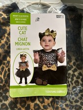 Baby Cute Cat Halloween Costume Black Gold Leopard Dress Infant 12-24 Months New