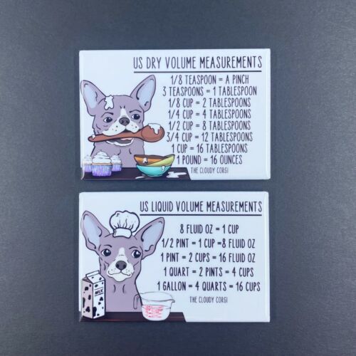 Grau Chihuahua Hund Messtabelle Magnet Set Küche Kochen Backen Anleitung Geschenk - Bild 8 von 12