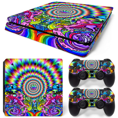 For PS4 Slim Skin Console & 2 Controllers Neon Portal Decal Vinyl Wrap