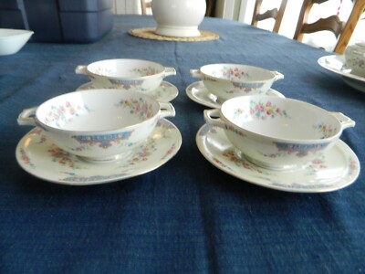Royal Crown Bohemia Czech (4) Creme Soup Cups & Saucers 10-2 | eBay