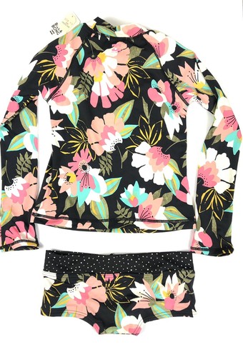 Billabong, Girl’s Long Sleeve Floral Multicolored Rashguard Set, Size 7 - Picture 2 of 5