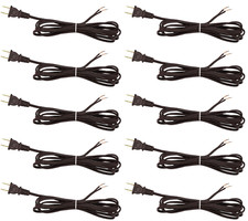 Brown Lamp Cord, 8 Foot Long Replacement Repair Part, 18/2 SPT-1 Wire - 10 Pack