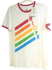 Pride Love Rainbow T-Shirt Adult Large White Short Sleeve - NEW with Tags