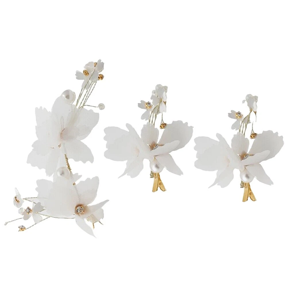 Horquillas Pelo Cabello blanco de novia de tela