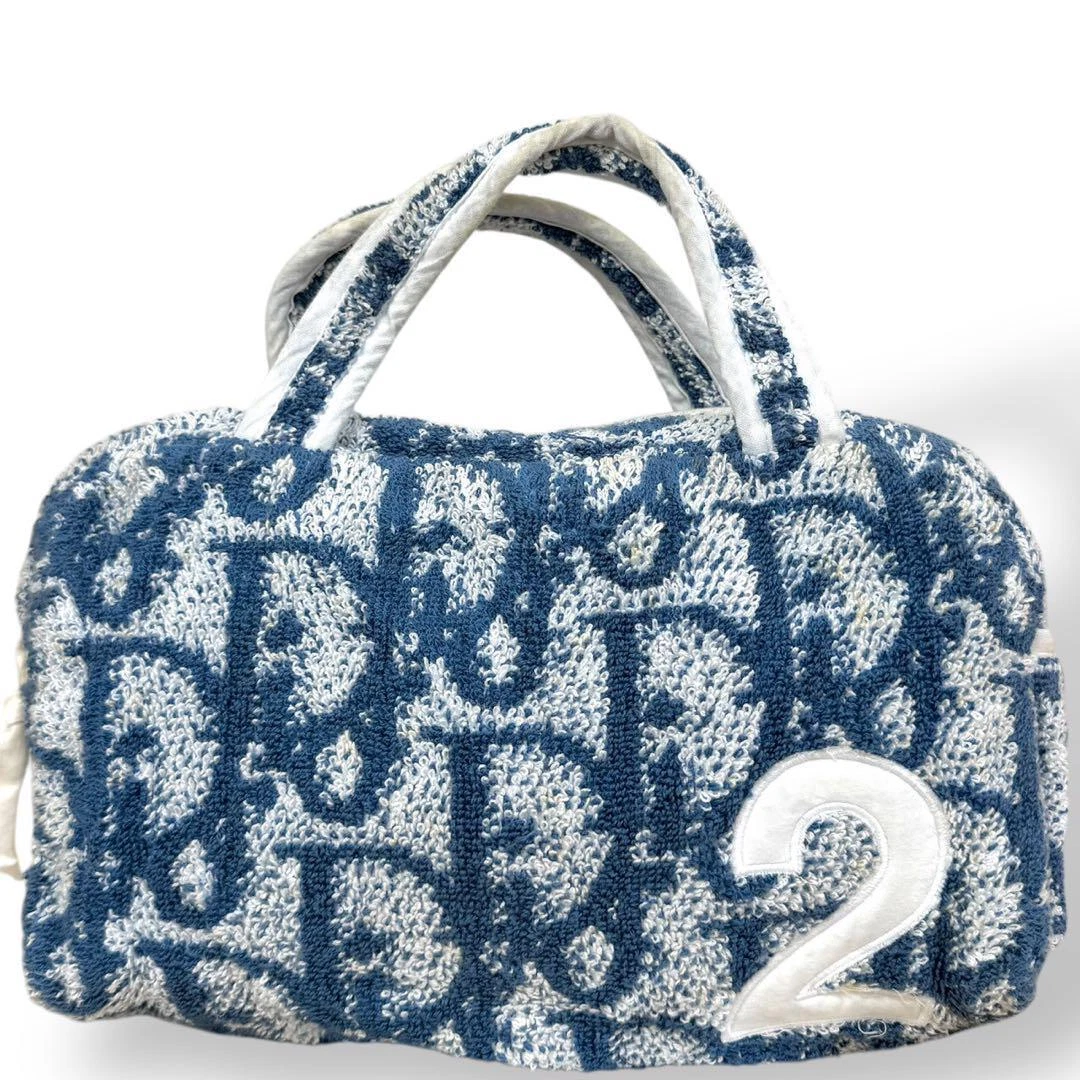 Christian Dior Trotter Mini Sac à Main Pochette Cosmétique Pile Serviette Bleu