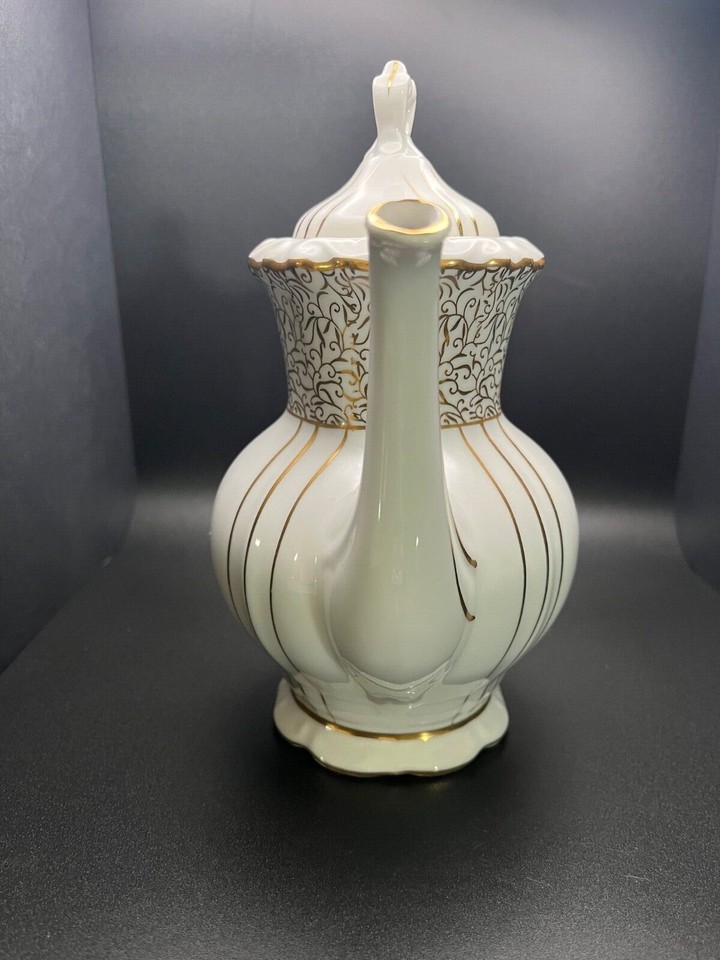 Vintage Seyei 1030 Coffee Server White with Gold Trim Japan 8.25" eBay