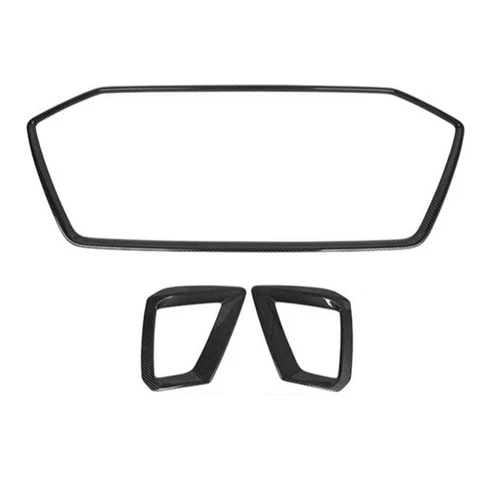 For 2020-23 2024 Audi A4/S4 B9 RS4 Carbon Front Grill Fog Light Frame Trim ABS - Picture 2 of 4