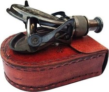 Antique Brass Monocular Binocular for Hunting Trekking, With Leather Case Gift