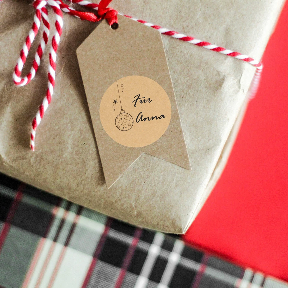 Nordstern Aufkleber Weihnachten 48er Set Kraftpapier Weihnachtssticker Rund - Bild 4 von 4