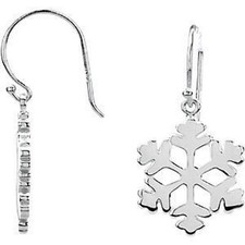 Petite Snowflake Earrings In 14K White Gold
