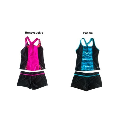 ZeroXposur Women's 2 Piece Scuba Tankini & Shorts Swimsuit Set