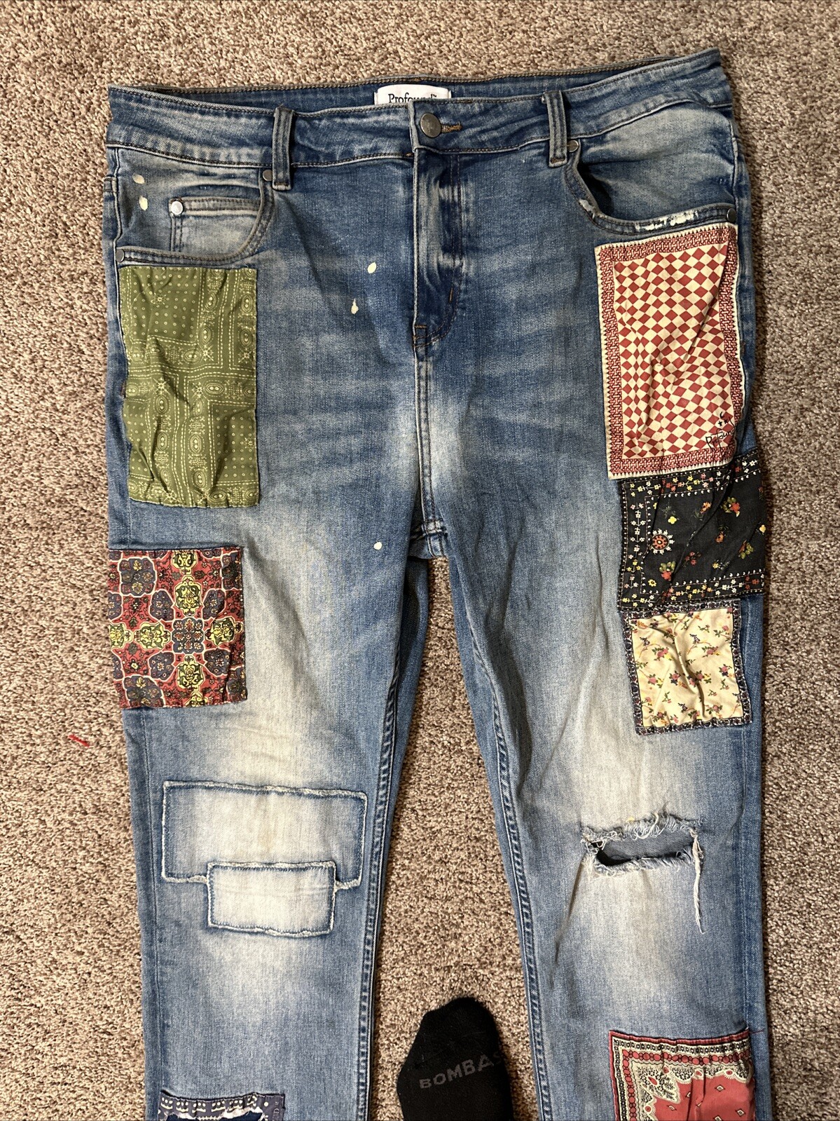 Profound Patchwork Distressed Paint Splatter RAW … - image 4