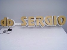 Grande insegna luminosa lettere metallo vintage restaurata led 140x22cm