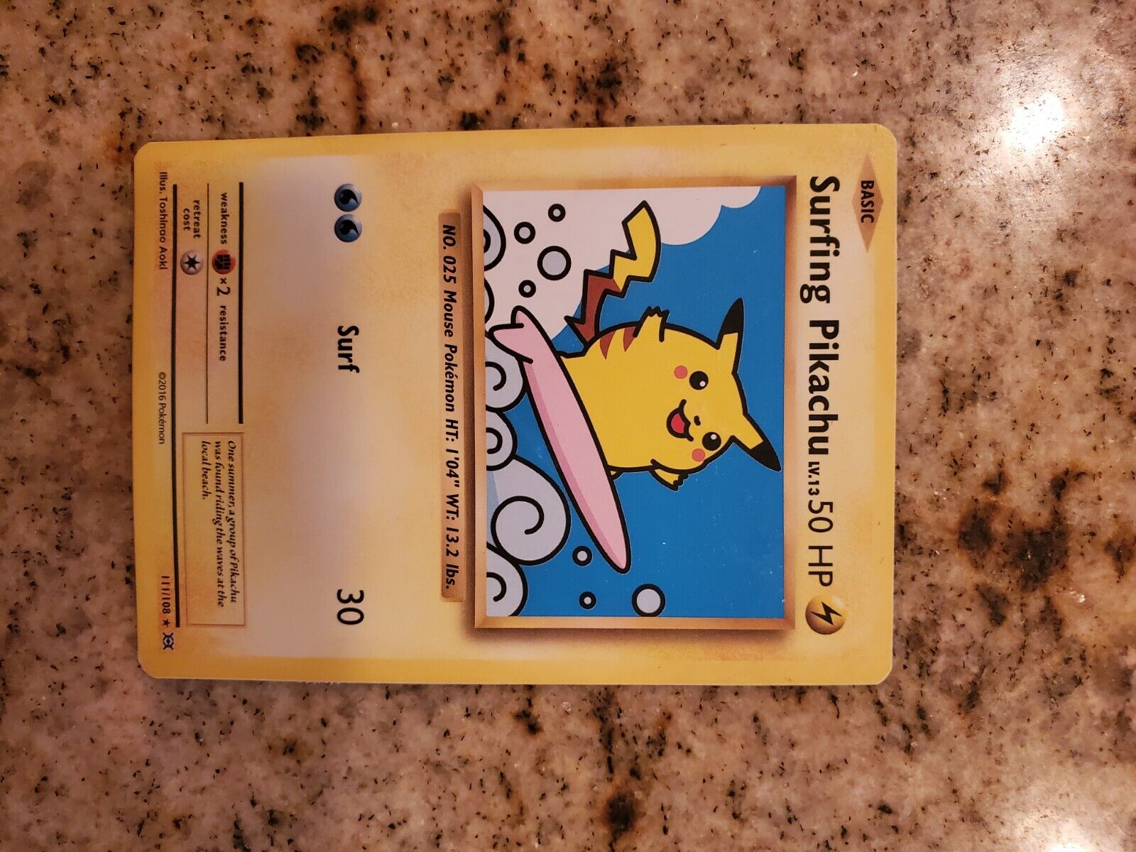 limited original secret rare surfing pikichu pokemon trading card 