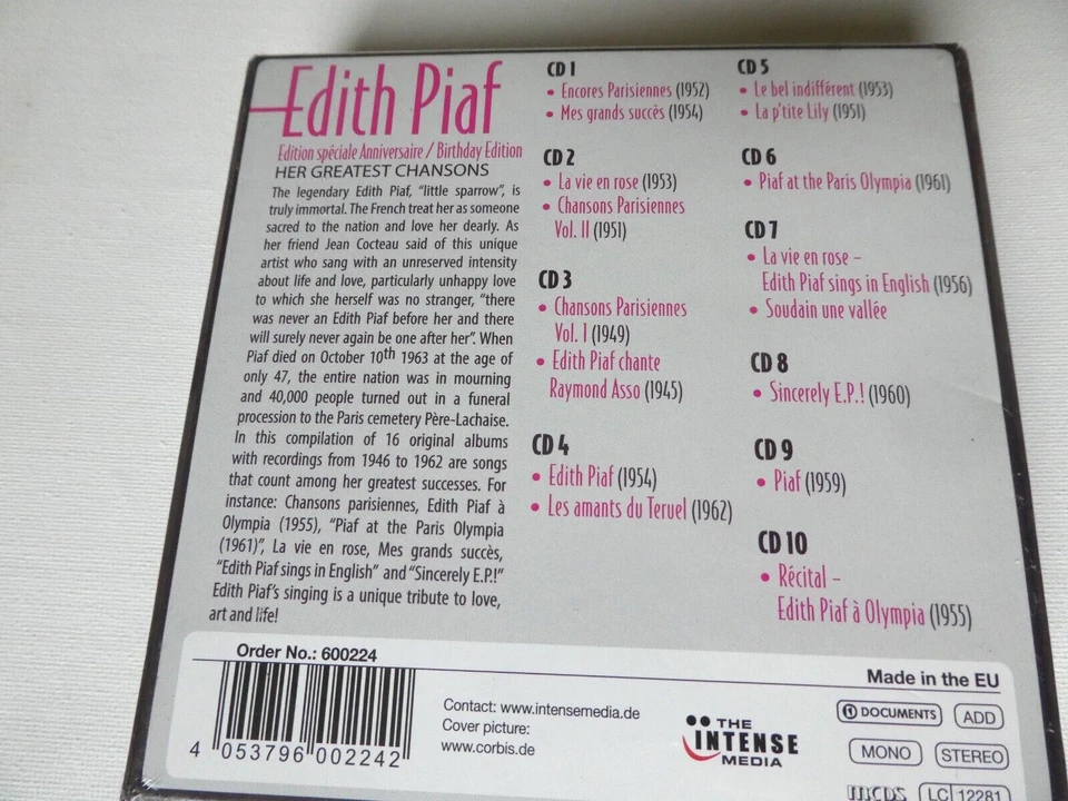 Birthday Edition: 16 Original Albums by Edith Piaf (CD, 2015), - Image 2 of 4
