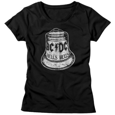 AC/DC Ladies T-Shirt Distressed Hell Bells Black Tee