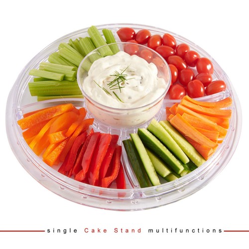 6 IN 1 Modern Design Multi Functional Cake Stand & Dome Plastic Cover Salad Bowl - Picture 4 of 6