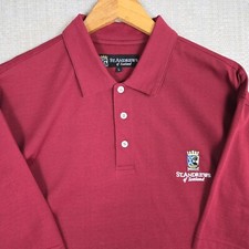 ST ANDREWS OF SCOTLAND Mens Polo Shirt Size Large Maroon Cotton/Poly Golf