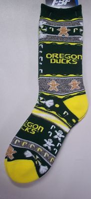 Oregon Ducks Men's Socks Large Size 10 to 13 Holiday Christmas