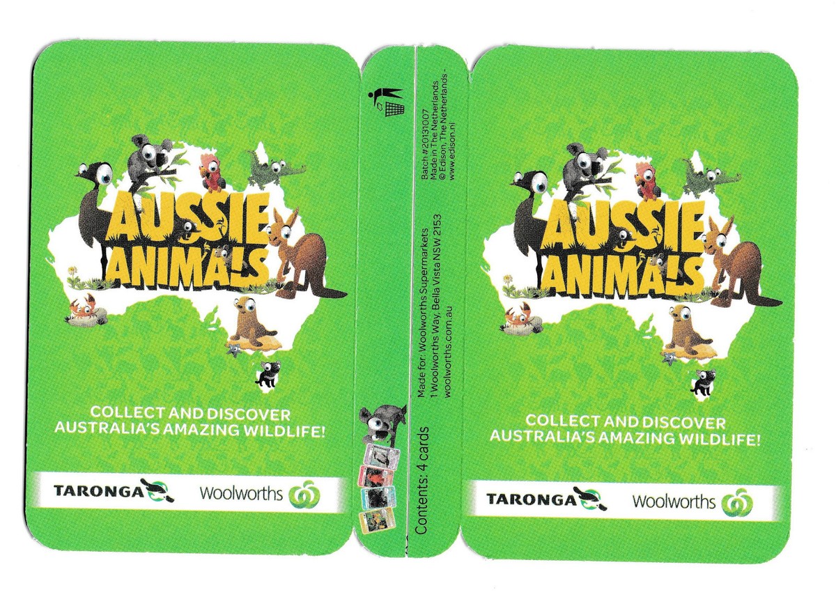 WOOLWORTHS Aussie Animals GREEN Collector Card NEW (Un-opened