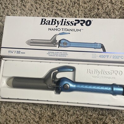 BaByliss PRO Nano Titanium 1.25'' Spring Curling Iron - Blue